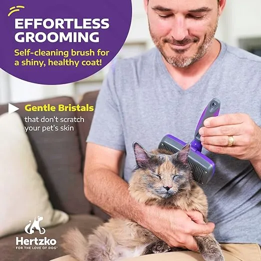 Hertzko Self-Cleaning Slicker Brush- Tangle-Free Grooming photo