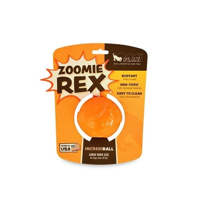 P.L.A.Y. ZoomieRex IncrediBall – Non-Toxic and Recyclable Fetch Toy