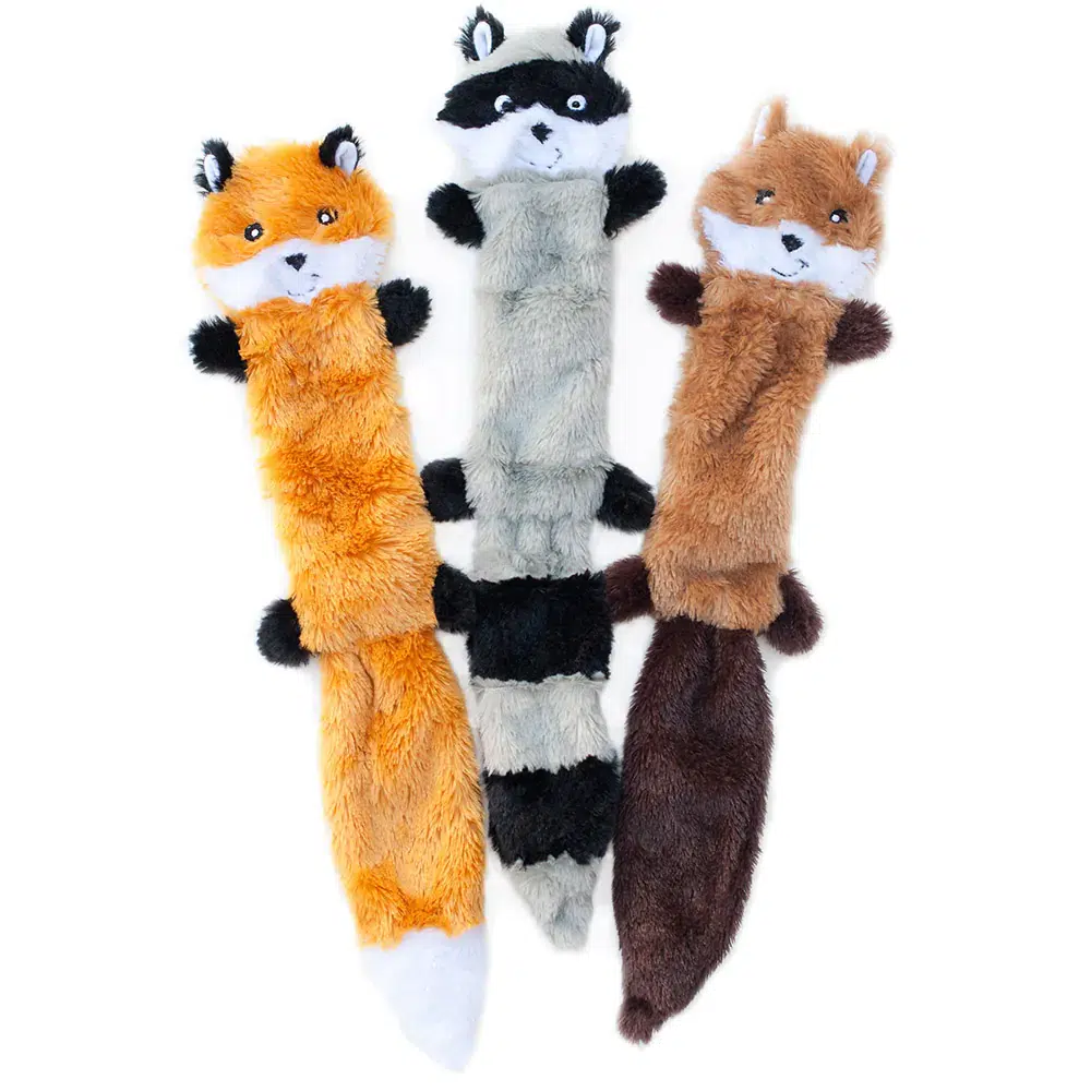 ZippyPaws Skinny Peltz No Stuffing Squeaky Plush Toys